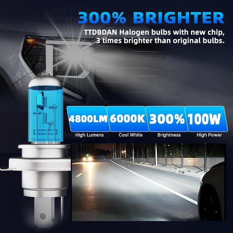 TTDBDAN Halogen Headlights Fit For Nissan Maxima 2019 Headlight Bulbs,9003/H4/HB2 High/Low Beam + H11 Fog Light Bright Light Combo,Plug And Play,Pack of 4 (Nissan Maxima 2019) - Image 2